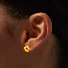 Yellow Sunflower Stud Earrings,