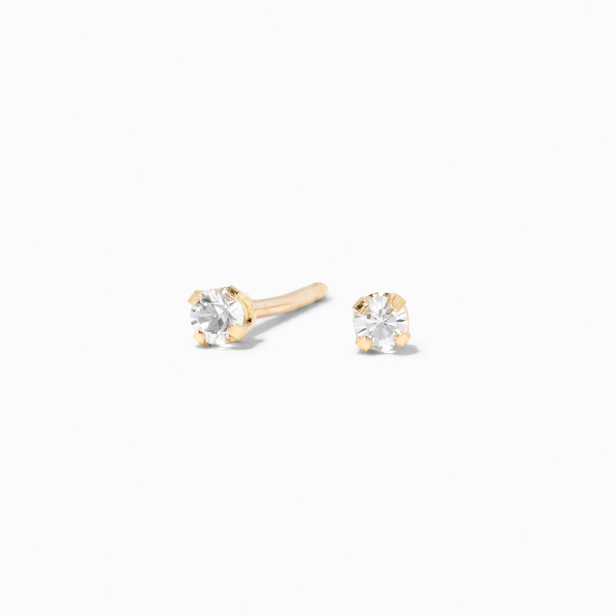 14ct Yellow Gold 2mm Crystal Studs Ear Piercing Kit with After Care Lotion,