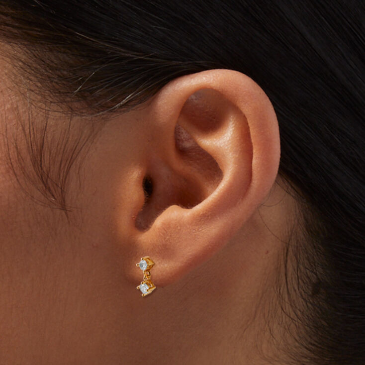 18kt Gold Plated Cubic Zirconia Drop Earrings,