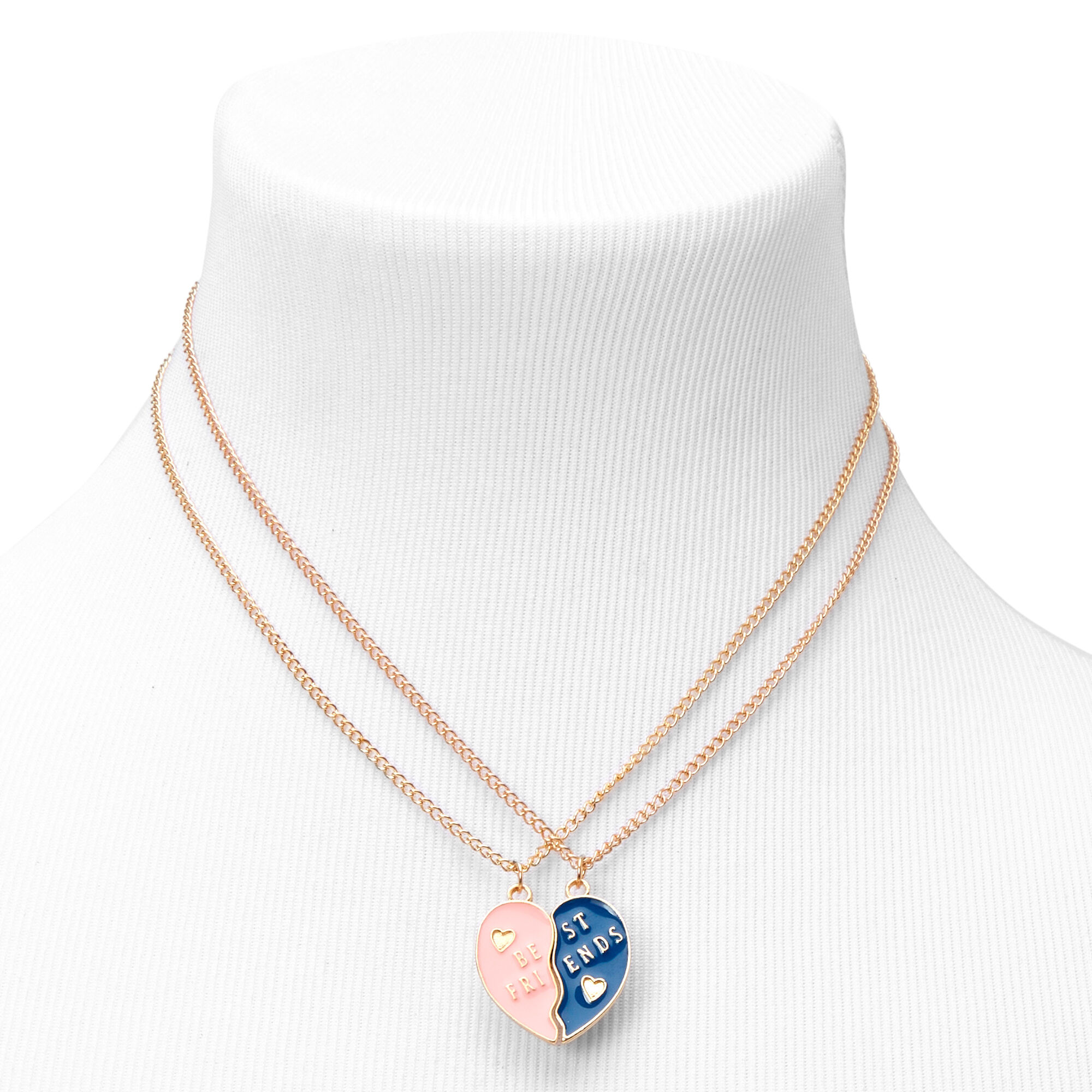 Best Friends Break Apart Heart Pendant Necklaces - 2 Pack,