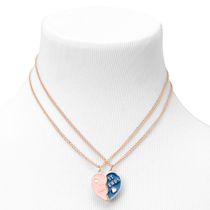 Best Friends Break Apart Heart Pendant Necklaces - 2 Pack,