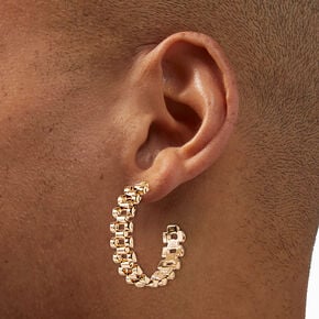 Gold-tone Watch Band 60mm Hoop Earrings,