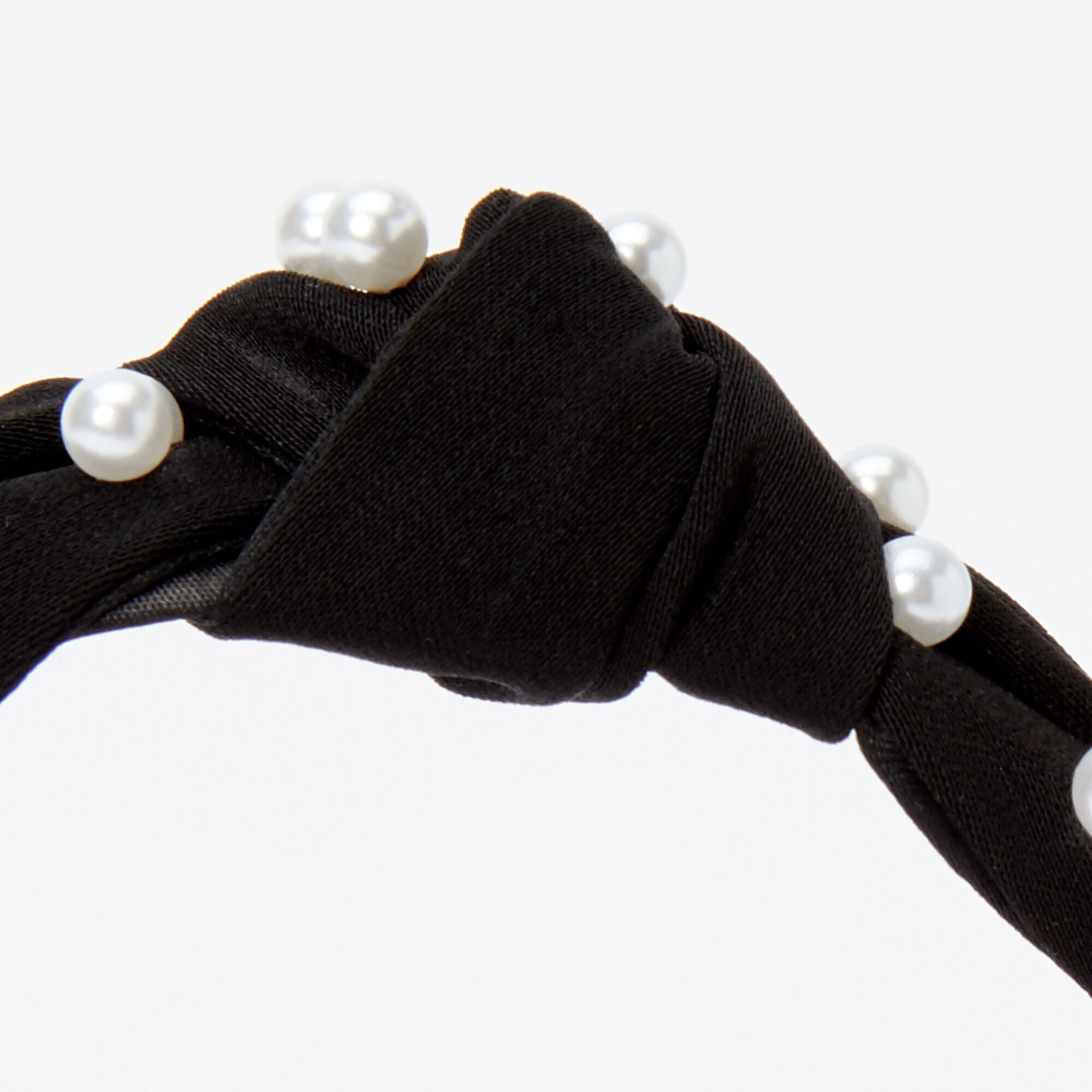 Pearl Embellished Knotted Headband - Black,