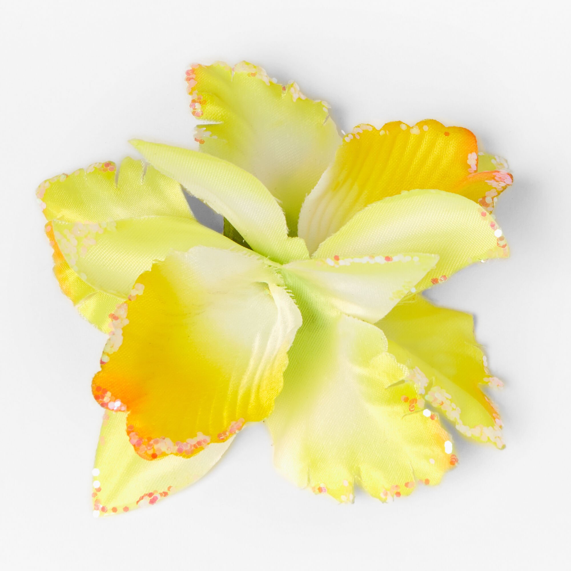 Yellow & Pink Glitter Flower Hair Clip,