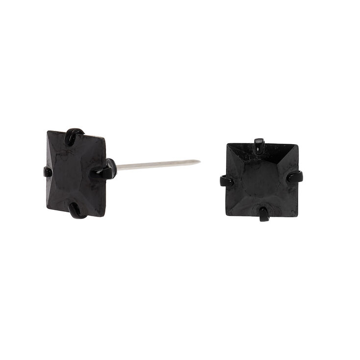 Claire's Clous d'oreille carrés 8 mm en zircon cubique d’imitation - Noir