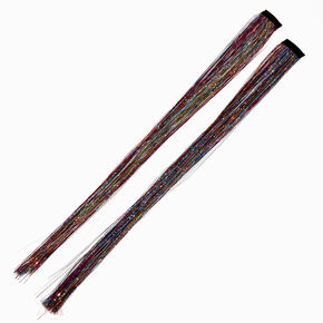Rainbow Tinsel Faux Hair Clip In Extensions - 2 Pack,