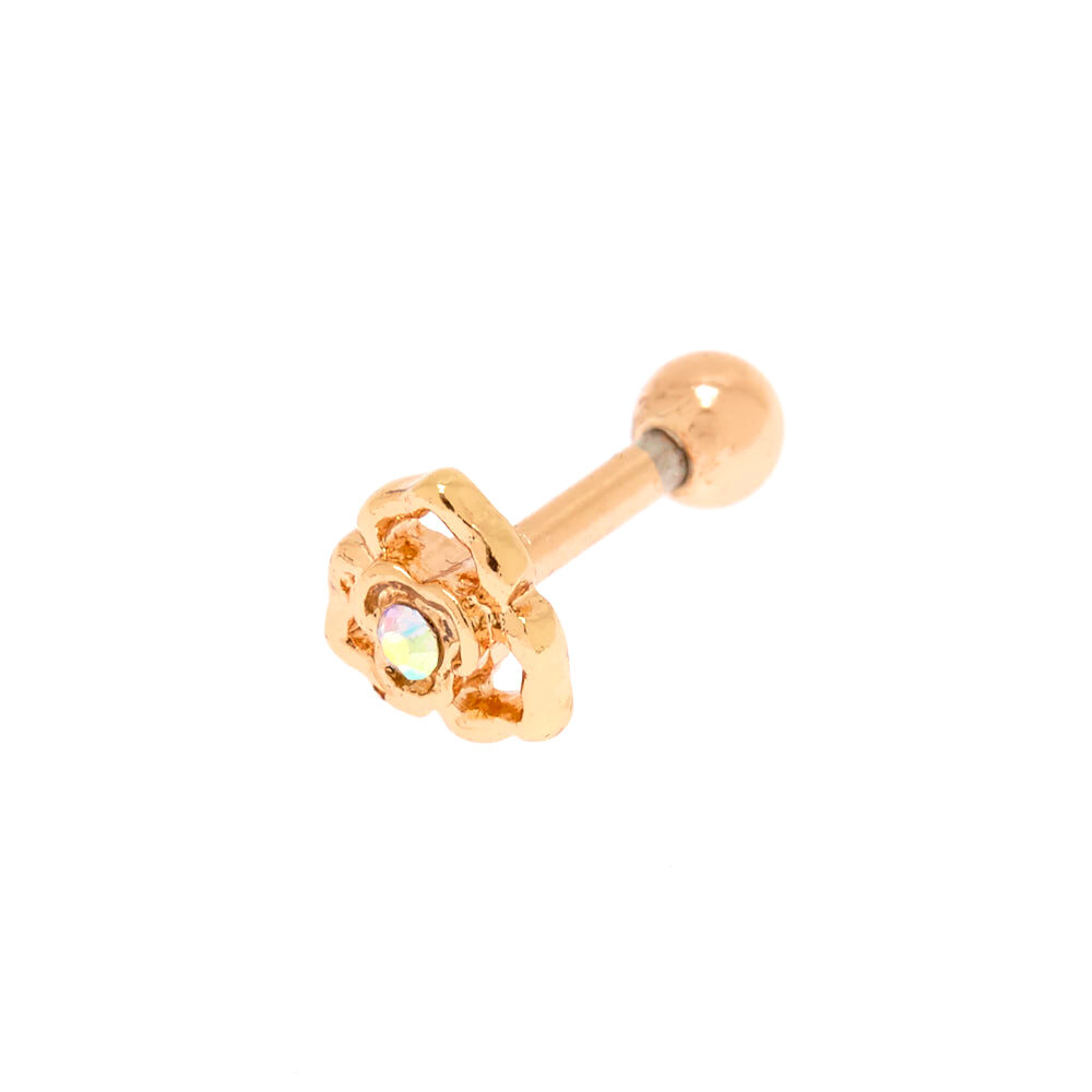 Rose Gold Tone Lotus Tragus Earring