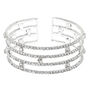 Silver Rhinestone Stacked Cuff Bracelet,