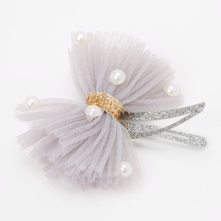 Claire&#39;s Club Pearl Tulle Snap Hair Clips - 4 Pack,