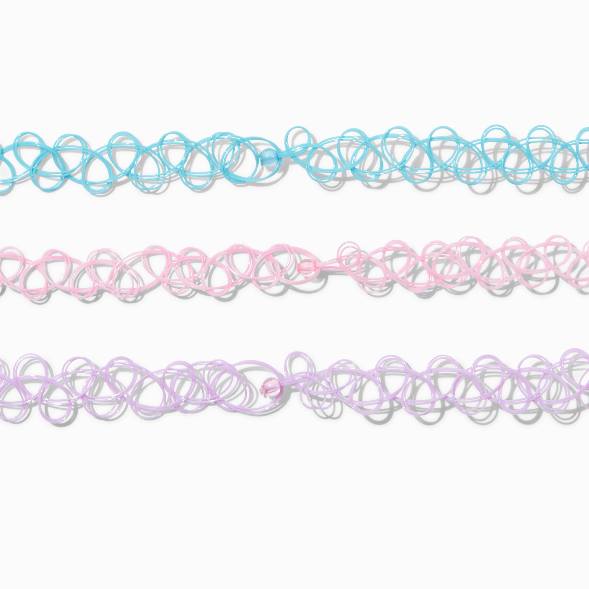 Claire's Club Pastel Beach Tattoo Choker Necklaces - 3 Pack,