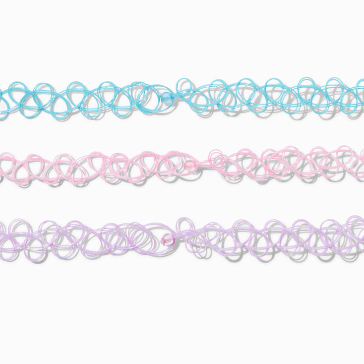 Claire&#39;s Club Pastel Beach Tattoo Choker Necklaces - 3 Pack,
