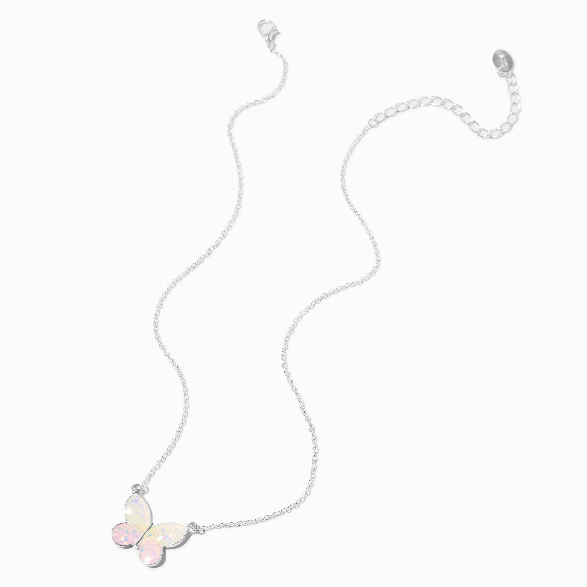 Silver-tone UV Color-Changing Butterfly Pendant Necklace,