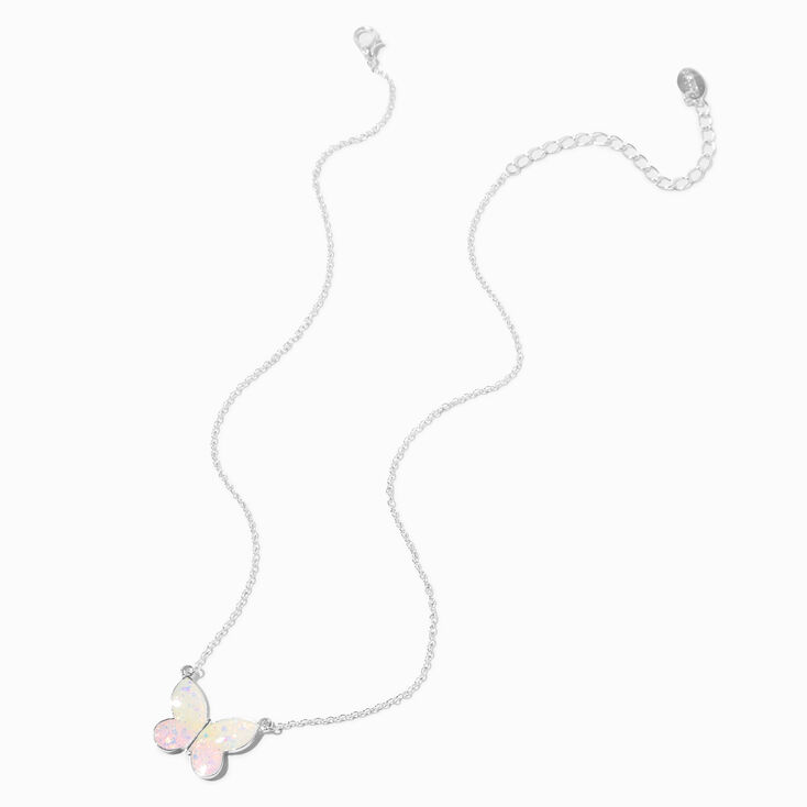 Silver-tone UV Color-Changing Butterfly Pendant Necklace,