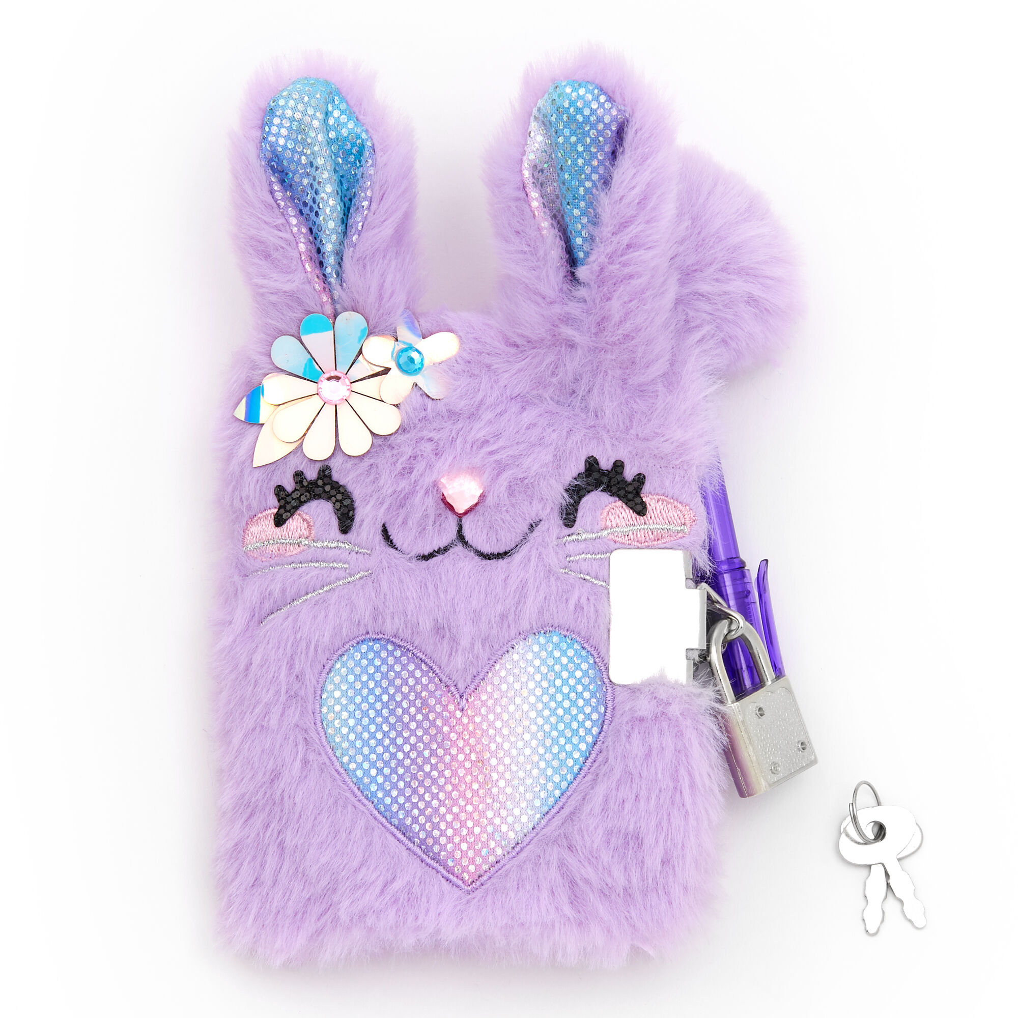 View Claires Club Plush Bunny Lock Diary Purple information