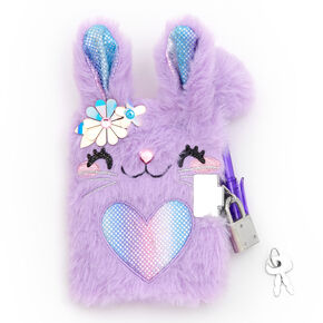 Claire&#39;s Club Plush Bunny Lock Diary - Purple,