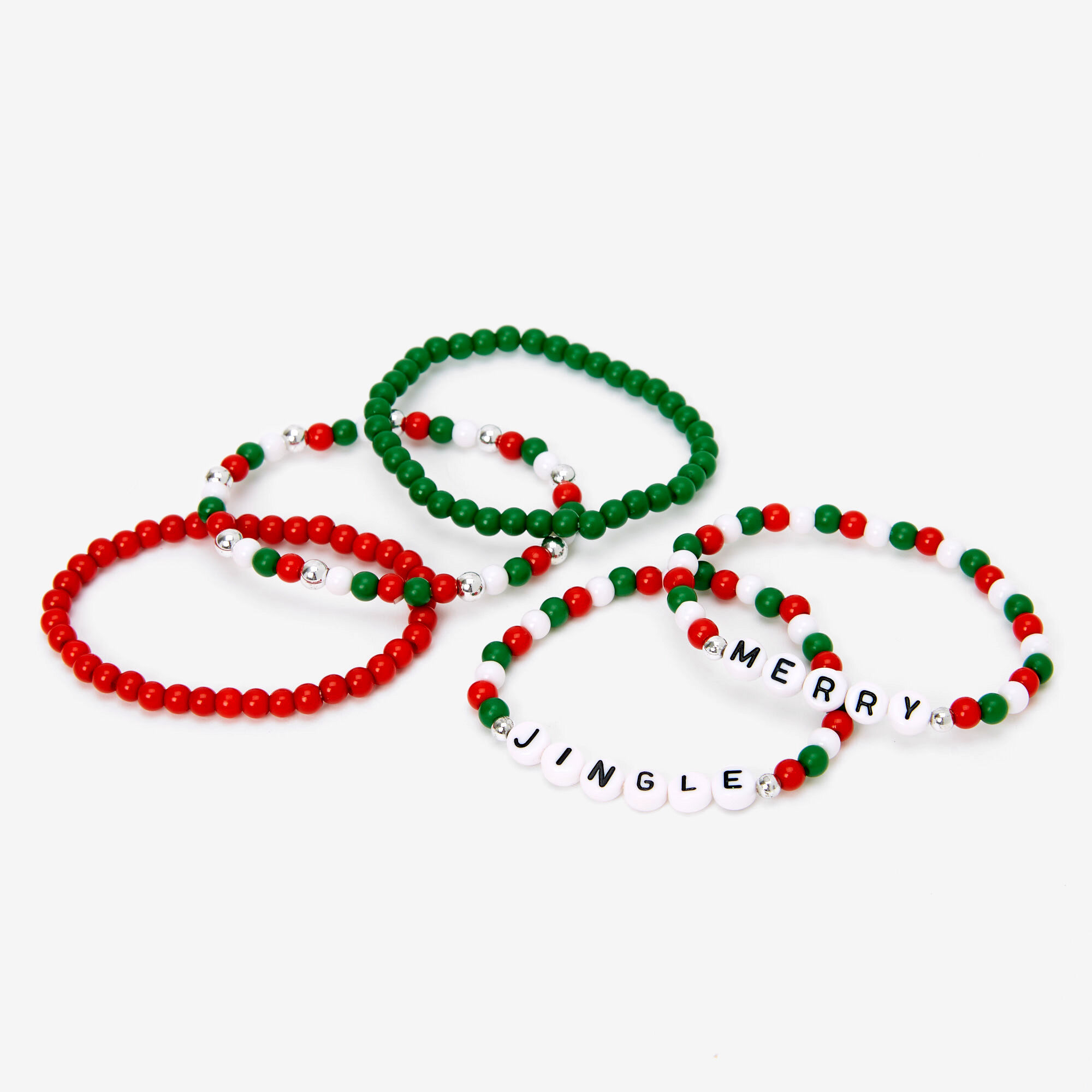 Merry Jingle Beaded Stretch Bracelets - 5 Pack,