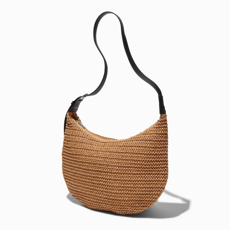 Neutral Crochet Slouchy Shoulder Bag,
