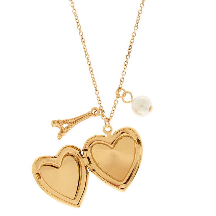 Love Paris Locket Pendant Necklace - Pink,