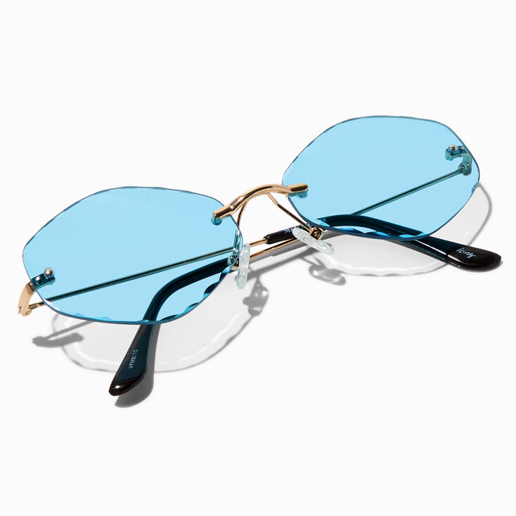Blue Lens Rimless Sunglasses,