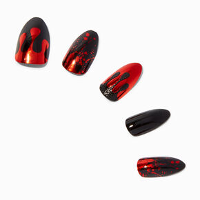 Black &amp; Red Dripping Blood Squareletto Press On Faux Nail Set - 24 Pack,