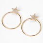 Gold 1.5&quot; Embellished Star Circle Drop Earrings,