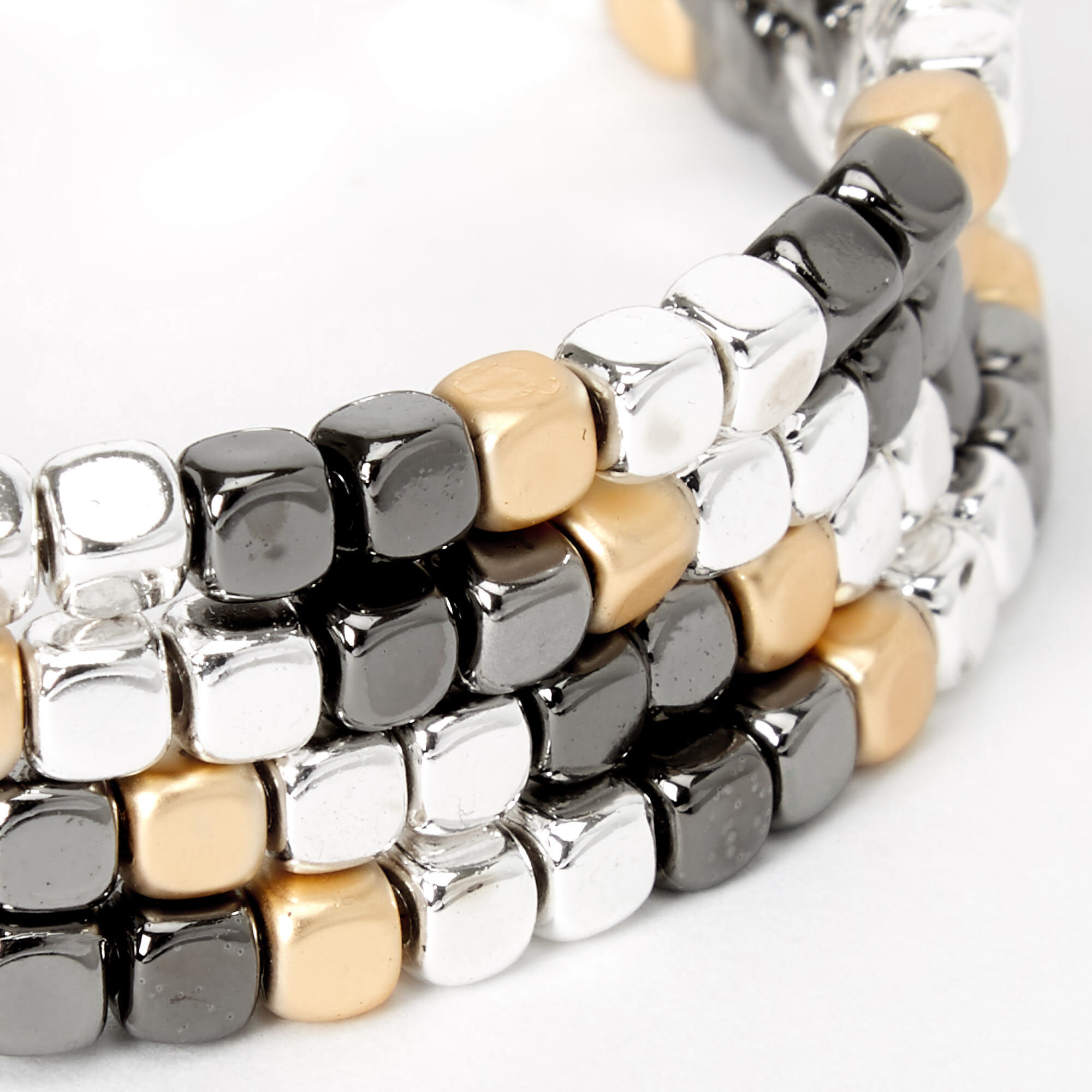 Mixed Metal Beaded Coil Wrap Bracelet,