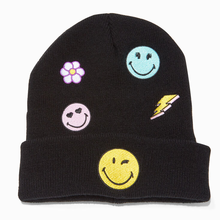 Smiley World&reg; Black Beanie,