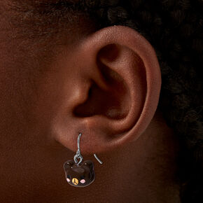 Brown Teddy Bear Head Drop Earrings,