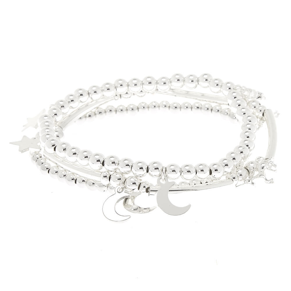 Silver stretch bracelets with charms top