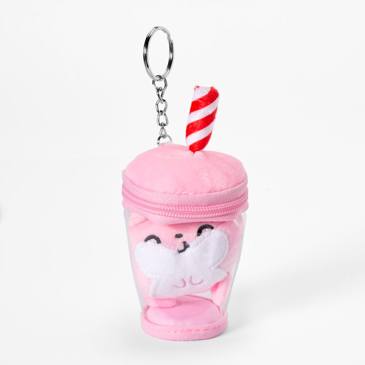 Pink Chibi Hamster Cup Keychain,