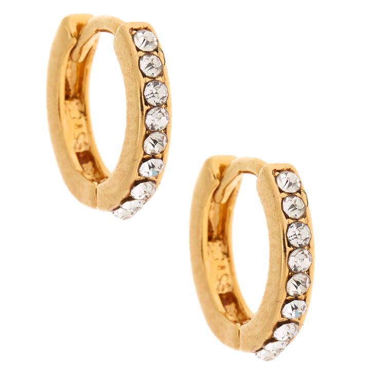 18kt Gold Plated 10MM Embellished Hoop Earrings,