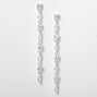 Silver-tone Cubic Zirconia 2.5&quot; Round &amp; Marquise Linear Drop Earrings,