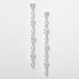 Silver Cubic Zirconia 2.5&quot; Round &amp; Marquis Linear Drop Earrings,