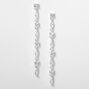 Silver Cubic Zirconia 2.5&quot; Round &amp; Marquis Linear Drop Earrings,