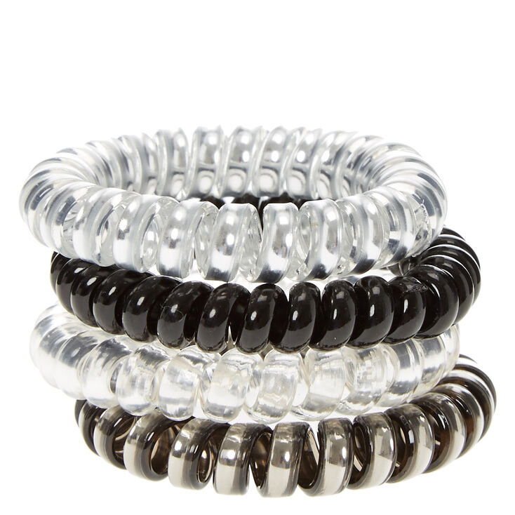 Neutral Metallic Spiral Hair Ties - 4 Pack,