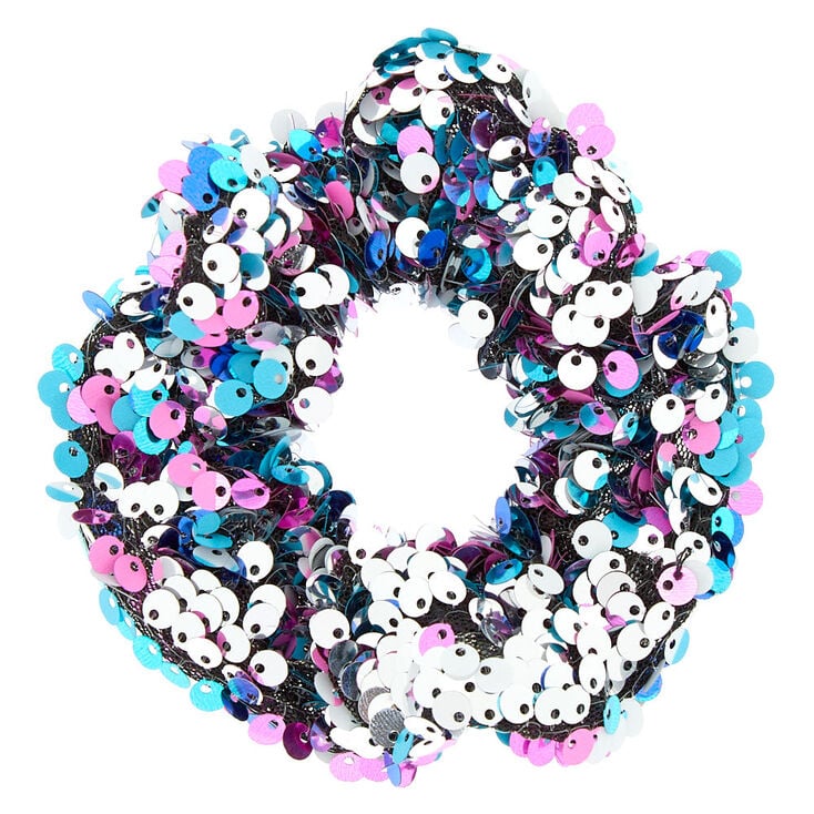 Medium Blue &amp; Purple Reversible Sequin Hair Scrunchie,