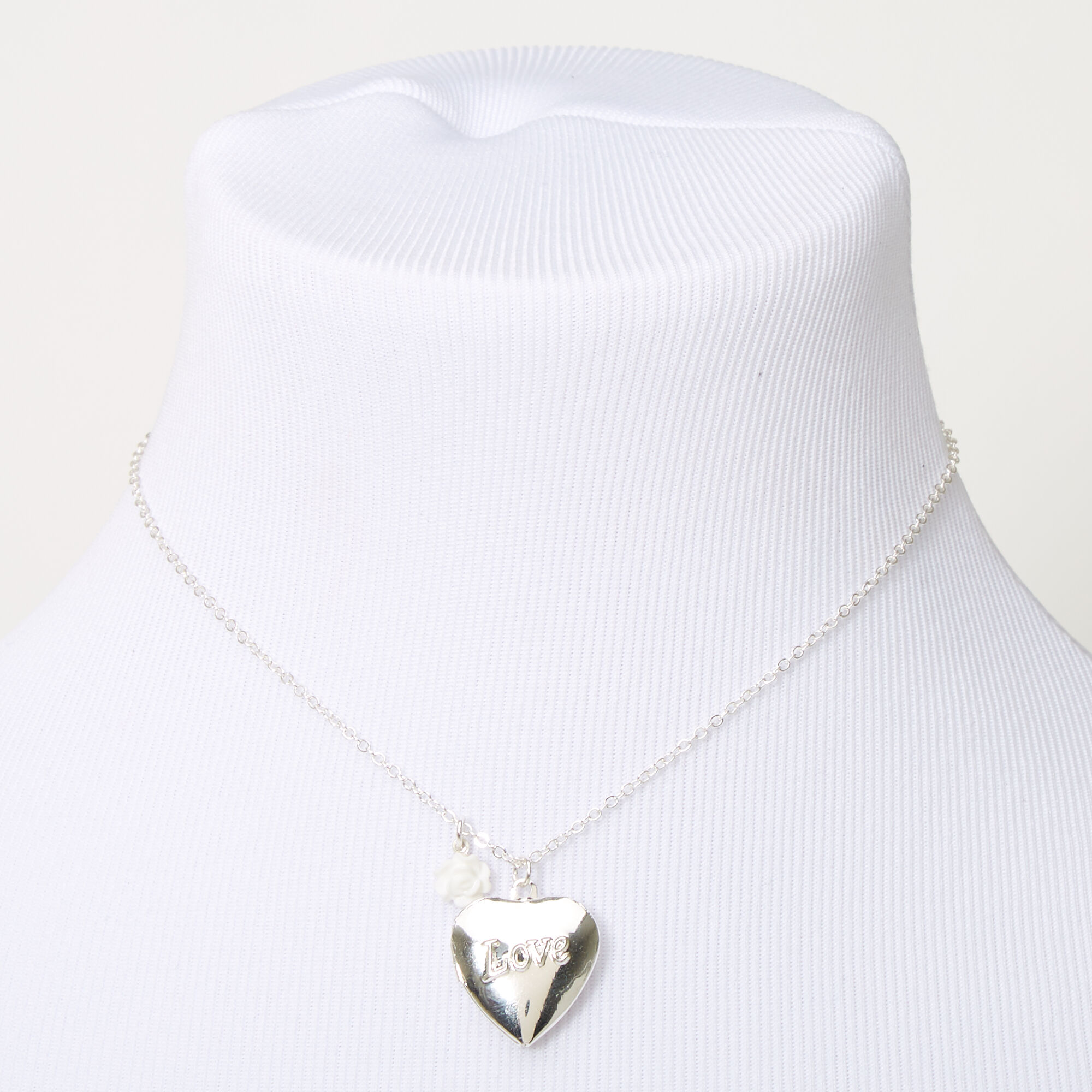 Claire's Club Silver Love Locket Necklace,