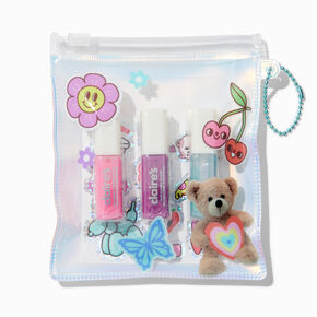 Teddy Bear Pouch Lip Gloss &amp; Sticker Set - 4 Pack,