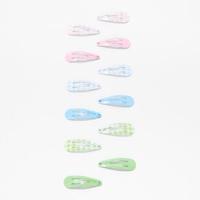 Claire&#39;s Club Pastel Gingham Snap Hair Clips - 12 Pack,