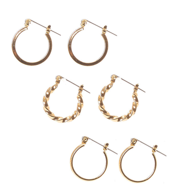 Gold 20MM Twisted Hoop Earrings - 3 Pack,