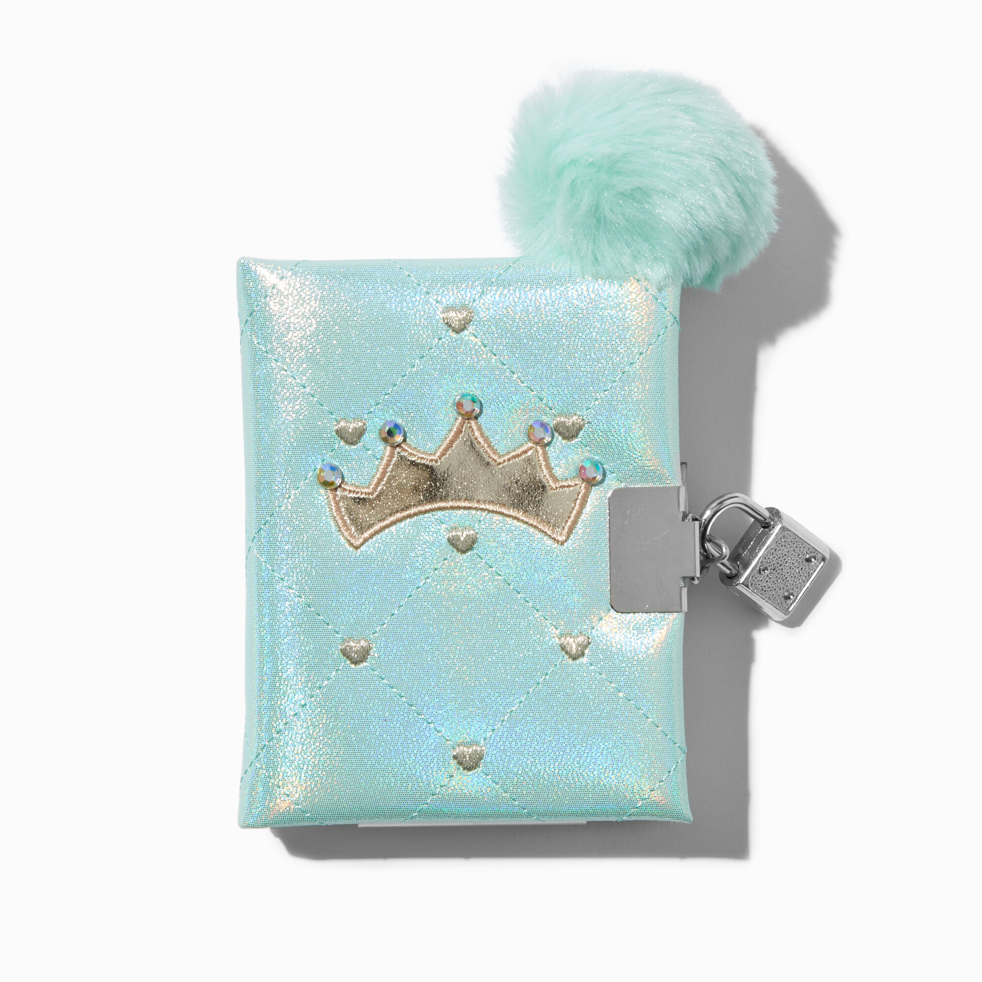 View Claires Club Crown Mini Plush Lock Diary Mint information