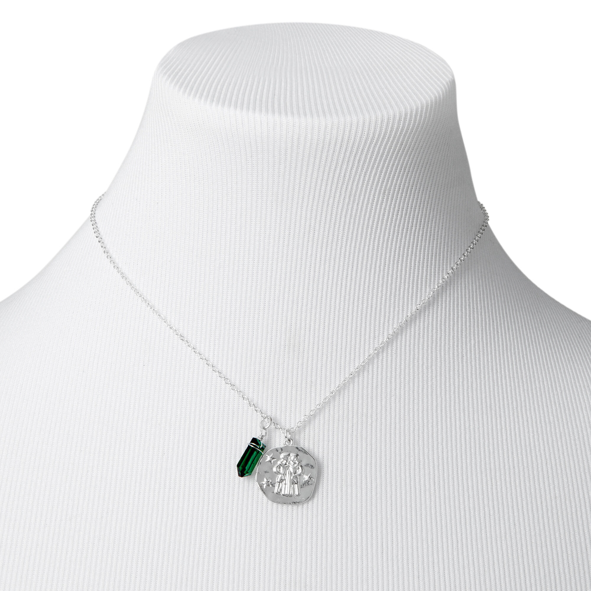Silver Zodiac Mystical Gem 16" Pendant Necklace - Gemini,