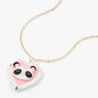 Claire&#39;s Club Silver Glitter Panda Locket Necklace,