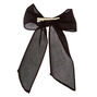 Black Pleated Chiffon Hair Bow Clip,