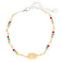 Blue, Red, &amp; Gold Beaded Hemp Cowrie Shell Anklet,