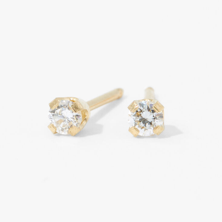 14kt Yellow Gold 0.1 ct tw Laboratory Grown Diamond Studs Baby Ear Piercing Kit with Ear Care Solution,