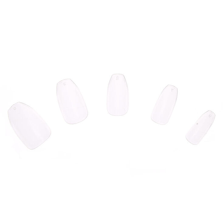 Glue On Coffin Faux Nail Set - Clear, 100 Pack,