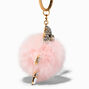 Crystal Bear Pink Pom Pom Keychain,
