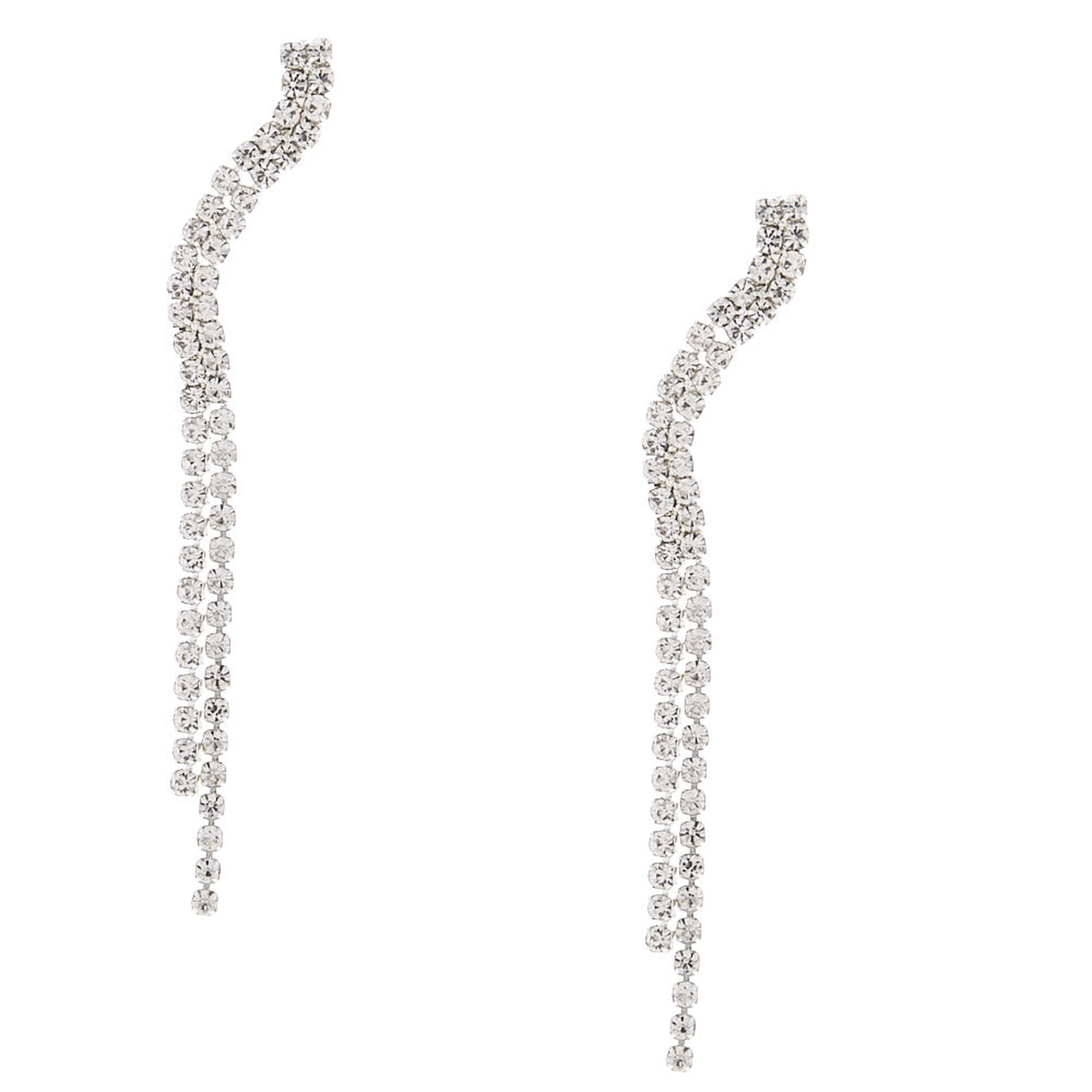 View Claires Tone Rhinestone 25 Snake Drop Earrings Silver information