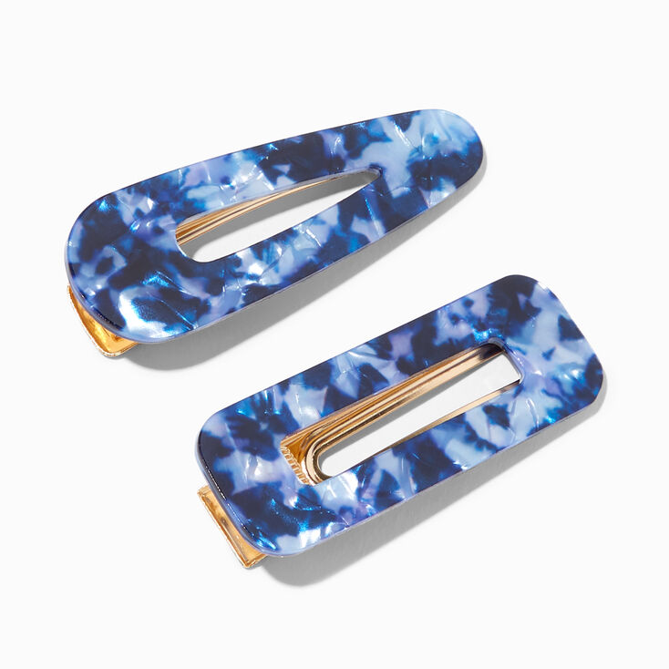 Pearlized Tortoiseshell Hair Clips - 2 Pack/Navy Blue,